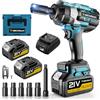 HECUSAM Avvitatore A Impulsi Senza Filo, 1500 Nm Di Coppia Massima, Chiave A Percussione 1/2 Con Due Batterie Da 4000mah, 5 bussole, Caricatore Rapido, Auto Familiare/Pickup