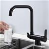 ZPSPZ Rubinetto Lavello Cucina 3 Vie Pieghevole, Rubinetto Tre Vie Sottofinestra, Girevole a 360° Ottone Miscelatore Cucina-Nero