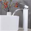 XWIHTR Rubinetto a cascata per bagno, rubinetto per lavabo, rubinetto per lavabo a una maniglia; bocca calda e fredda, silenzioso, rubinetto per bagno in ottone in acciaio inossidabile(cromo-h)