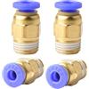 ANGEEK 4 pezzi 4mm 1/8'' PT filettatura esterna dritta Push to Connect Fittings per tubo di inserimento pneumatico connettore rapido