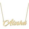 UMAGICBOX Splendida collana con nome personalizzabile, 14 stili di scrittura, ciondolo personalizzabile, placcato in oro 18 carati, in acciaio inossidabile, regalo unico per lei, 40.6 cm (verlängerbar