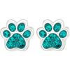 Zenvie Orecchini a perno in argento sterling con impronta di zampa con cristallo, in confezione regalo, 7 mm x 6 mm, 7 mm, Argento sterling, Nessuna pietra preziosa