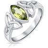 DTPsilver® Anello Donna Argento 925 - Anello Nodo Argento 925 Donna - Anello Celtico Donna - Anello con Pietra Semi Preziosa - Anello Olivina - Peridoto