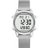 Hearkent Orologio digitale da uomo, impermeabile, con contapassi, sveglia, calorie, distanza, sveglia, conto alla rovescia, bracciale in acciaio inox (argento)