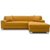 DOMO. collection Divano ad angolo Capri a forma di L con funzione di sonno, divano ad angolo, divano letto 239 x 152 x 75 cm (larghezza x profondità x altezza), giallo mango