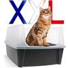Iris Ohyama, Lettiera per gatti XL extra large, grigia, con lati alti, rimovibile, a prova di perdite, facile da pulire, per gatti adulti di grandi dimensioni, due animali, Maine Coon, senza BPA