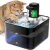 KYG Fontanella per Gatti Senza Fili, 3L Fontanella Gatto Automatica con Sensore di Movimento, Vassoio Acciaio Inox 304, Fontana per Gatti Silenziosa, 4000mAh(Modulo Alimentazione Removibile), Nero