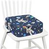 omedecal Rialzo Sedia per Bambini, Seggiolino da Tavolo per Bambini Lavabile Cartoon Cuscino con 2 Regolabile Cinghie & Base Antiscivolo 32 x 32 x 10 cm - Astronauta