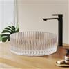 EMKE Lavabo da appoggio in vetro rotondo 40,0 × 40,0 × 12,0 cm - Design lavabo in vetro grande volume per bagno e WC degli ospiti, lavabo senza foro per rubinetto, arcobaleno