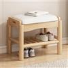 HMAKGG Panca Scarpiera da Ingresso, Scarpiera con Seduta in Legno, 2 Ripiani Portascarpe Ingresso Salvaspazio per Corridoio e Soggiorno, Bianco, 4 Paia di Scarpe, 45x30x40 cm