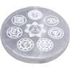 VLNET® | Disco Selenite | Piastra Energetica | Ø 10 cm - Incisa | Ricarica Cristalli, Pietre e Gioielli | Decorazione Spirituale | Meditazione, Reiki e Chakra (1, 7 Chakra)