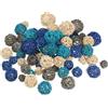 PATIKIL Palle in Vimini di Rattan, 72 Pz Palline Decorative per Centrotavola Decorazioni per La Casa 4 Misure (Blu Scuro/Blu/Grigio/Naturale, 2.4,2,1.6,1.2)