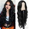 colorful panda ColorfulPanda Parrucche nere per le donne Capelli sintetici naturali Parrucca nera Parrucche ondulate sciolte Parrucca del vestito operato Divisione centrale Cosplay Halloween Usura quotidiana