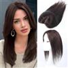 Unipearl Toppers per capelli da donna, capelli veri, marroni, con clip in capelli veri, per capelli sottili, hair topper voluminoso per la sommità della testa, senza frangetta