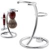 Gykutix 2 in 1 Supporto per Pennello da Rasoio In Acciaio Inox Portatile Supporto per Pennello da Barba Supporto per Rasoio e Pennello da Rasatura per Uomo Domestico e in Viaggio Argento