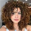Colorful panda Parrucche afro ricci profonde per donne, lunghezza media, capelli sintetici naturali, parrucca afro ricci crespi per costume o uso quotidiano (ombré marrone biondo)