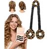 BONNET QUEEN Polifunzionale Bigodini Morbidi per Dormire, Arricciacapelli Senza Calore per la Notte, Satin Bigodino Lungo per Boccoli, Heatless Curls Hair Curler con 3 Scrunchies, Leopardo