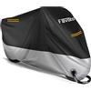 Favoto Telo Coprimoto 210D Teli per Moto Scooter Impermeabile Resistente ad Acqua/Polvere/Pioggia/Vento/Foglie, Copertura Motociclo (Nero Argento, 265x105x125cm)