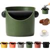 MORAINJAY 0.45L Scatola per Fondi di Caffè Verde Militare,Knock Box Compatto con Barra Antivibrante e Base Antiscivolo, Accessorio per Macchina Espresso e Barista