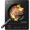 AAOBOSI Aobosi Piastra Induzione, Piastra a Induzione con Corpo Portatile Ultrasottile (32 * 26 * 4.2), 20 Livelli di Potenza e Temperatura, Funzione Booster 2000W, Blocco di Sicurezza, Timer 10H