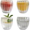 JUMPENGATP Set di bicchieri da caffè per latte macchiato, 4 x 250 ml, a doppia parete, in vetro borosilicato, con cucchiaio, bicchieri da caffè per cappuccino, latte, tè, gelato, iced americano, latte, succo,