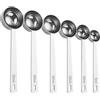 Pilikoll 6 Pezzi Argento Misurino Dosatore Caffe In Acciaio Inox Cucchiaio Dosatore da caffè con Manico Lungo per Caffè Macinato, Grani, Polvere, Espresso(5ml,10ml,15ml,20ml,25ml,30ml)