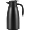 Dyserbuy Caraffa termica da 2 l, in acciaio inox, isolante, a doppia parete, con pulsante superiore, dispenser per caffè, tè, bevande, colore nero