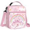 Clastyle Borsa Termica Porta Pranzo Bambini Scuola Arcobaleno Borsa Frigo Piccola Ragazza Portatile, Castle Rosa