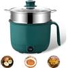 PORFOYO Hot Pot elettrico 1,5 l, mini forno antiaderente portatile, pentola elettrica con vapore, pentola elettrica con doppio controllo di potenza, per casa, ufficio e dormitorio (verde)