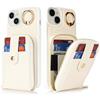 SailorTech Custodia per telefono per iPhone 14 Plus Supporto ad anello con cerniera per carta di credito, iPhone 14 Plus Custodia in pelle Portafoglio con portacarte per donne-Bianco