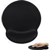 Kmuqshy Tappetino per Mouse Ergonomico con Poggiapolsi, Mouse Pad, Superficie in Microfibra per Alta Precisione, Fondo Antiscivolo per Scrivania, Supporto Polso Comodo, Nero, Ideale per Lavoro e Gaming