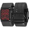 Tefeca, serie Dual - Cinturino compatibile con Apple Watch/Apple Watch Ultra, in pelle di colore nero, con adattatori neri, ultra-largo, 49/45/44/42mm