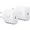Ysevnotan Caricabatterie USB C 45W per iPhone & iPad：Adaptatore per caricamento rapido. Compatibile con iPhone 17 16 15 14 13 12 11 Pro Max, XS/X e iPad Pro. Samsung Galaxy Tab A9+ A11 S11 S10, 2 - Pack