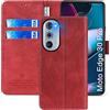 FMPCUON Custodia per Motorola Moto Edge Plus 2022, Flip Custodia in Pelle Moto Edge 30 Pro,Cover a Libro Moto Edge X30 Magnetica Portafoglio per Motorola Moto Edge Plus 2022/Edge 30 Pro/X30 Case,Rosso