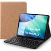 EYERIYO Custodia con Tastiera iPad 11 Generazione A16 2025, Slim Cover Supporto Pencil con Bluetooth Italiano QWERTY Tastiera per iPad 10 Generazione 10.9" 2022 (Marrone chiaro)