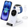 Elecdov Wireless Charger for Apple Charging Station, Magnetic 3 in 1 Charging Station with Clock for iPhone 17/16/15/14/13/12 Series, Watch Charger Stand for iWatch 10/9/8/AirPods (Adapter Included)