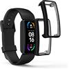 kwmobile Set 2x Custodia Smartwatch Compatibile con Fitbit Inspire 3 / Inspire 2 / Ace 3 Cover - Case Silicone Protezione Orologio Fitness nero/grigio