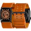 Tefeca, serie Dual - Cinturino compatibile con Apple Watch/Apple Watch Ultra, in pelle color caramello, con adattatori neri, ultra-largo, 49/45/44/42mm