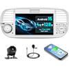 Inefala [4G+128G]Inefala Android 15 Autoradio per FIAT 500 2007-2015 con Wireless Carplay Android Auto, 7 Pollici Touchscreen Stereo Auto Bluetooth con Navi GPS WiFi RDS/FM SWC Retrocamera Mic