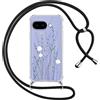 Yoedge Cover con Cordino per Google Pixel 9a 5G 6,2, Trasparente Aesthetic Disegni Fiori Custodia con Collana Tracolla Laccio Collo, Sottile TPU Bumper Silicone + PC Antiurto Protettiva Case,01