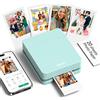 Nelko PP01 Stampante Fotografica Portatile, Mini Stampante a Colori per Stampa Foto dal Cellulare, Stampante Istantanea con 20 Carte per Foto Adesive, App di Modifica, Compatibile iOS/Android, Verde