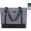 KROSER - Borsa da lavoro per laptop da donna, borsa da lavoro per insegnanti, 15,6 pollici, borsa per laptop, grigio, 15.6 inches
