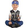amscan 9900881 - Costume da motociclista con maniche e cappello, età 6-12 mesi, 1 pezzo