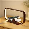 CRLL 3 in 1 Lampada da Comodino con Caricatore Wireless & Porta USB, 5 Colori Lampada da Tavolo Dimmerabile Controllo Touch, Stazione di Ricarica per Pods, Smartphone per Camera (Marrone)