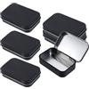 Sploziia 6 barattoli di metallo nero con coperchio, piccole lattine per riporre piccoli oggetti, gioielli, utensili da viaggio (9,5 x 6 x 2,2 cm)