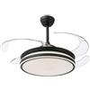 BEL AIR HOME - Ventilatore da soffitto ASGARD - Motore DC silenzioso - Pale pieghevoli 108 cm - Luce LED 36 W 3 temperature - Telecomando - Modalità Inverno - Bianco (MAX NERO)