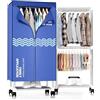 Kiseely Stendino Elettrico Asciugabiancheria Asciugatrice, Asciugatrice portatile con timer, Armadio per asciugare la biancheria da 60 pollici con grande capacità (Blu HI5)
