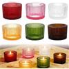 Touosy 6 Pezzi Portacandele Vetro Compatto Porta Candele Vetro, Colorato a Coste Porta Candele da Tavolo Robusto Candelabro per Decorazioni Tavolo di Soggiorno Casa (5,4 x 3,5 CM)
