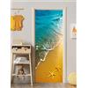 FLFK 3D Stella di mare Spiaggia dell'oceano Autoadesiva Adesivo per porta 77x200cm(Set di 2 fogli)-Murale Stacca e attacca Foto Adesivo da parete decalcomania Salotto Camera da letto arredamento