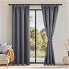 DWCN, Tende oscuranti grigie per camera da letto, tende termiche plissettate, caduta di 244 cm, tende lunghe per porte con fermacavi per soggiorno, 140 x 244 cm, grigio, 2 pannelli